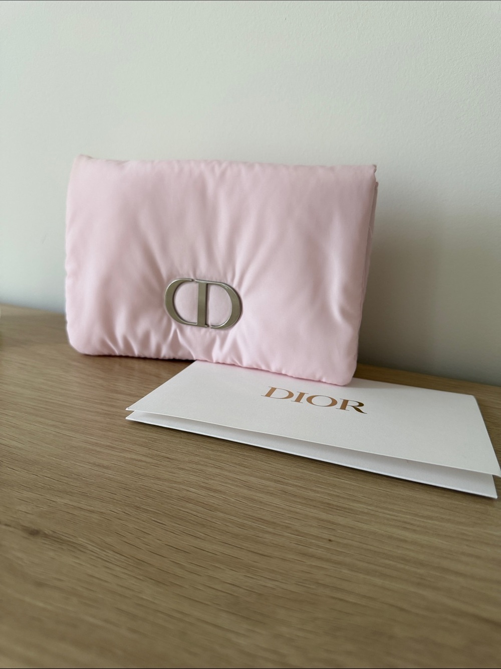 Dior Light Pink Satin CD Makeup Bag
